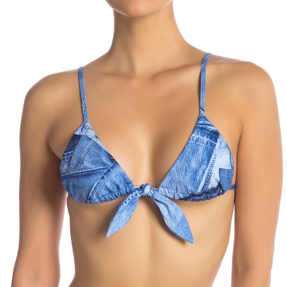 denim bathing suit top